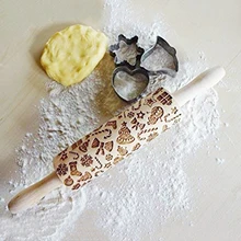 Behogar Рождественская Выгравированная тиснение деревянная скалка для пасты печенья Печенье Тесто Кондитерская пекарня пицца помадка Chapatti пирог