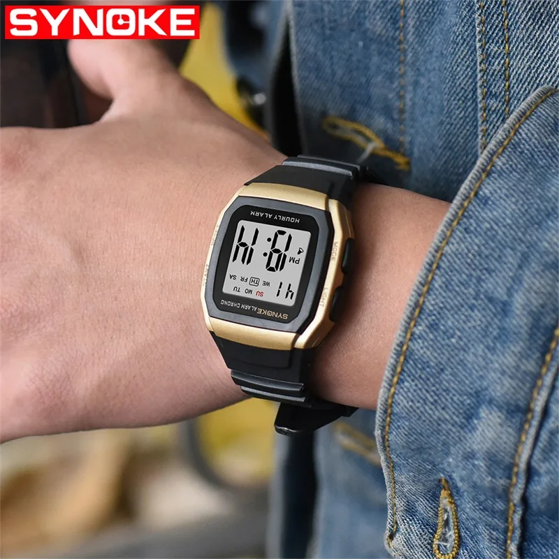 SYNOKE цифровые часы мужские спортивные водонепроницаемые фитнес модные наручные