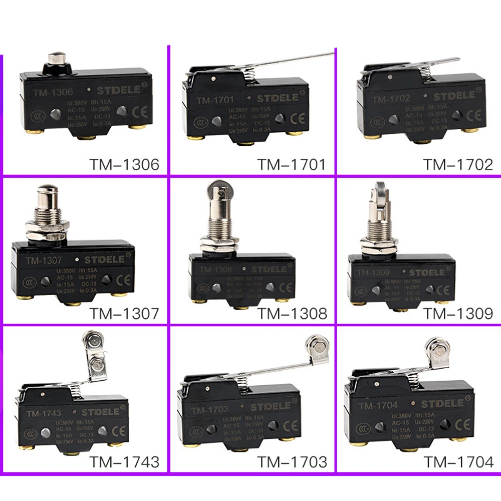 

TM-1704 250V Short Hinge Roller Lever Momentary Travel Microswitch Micro Limit Switch TM1306 TM1307 TM-1701 TM1702 TM-1743