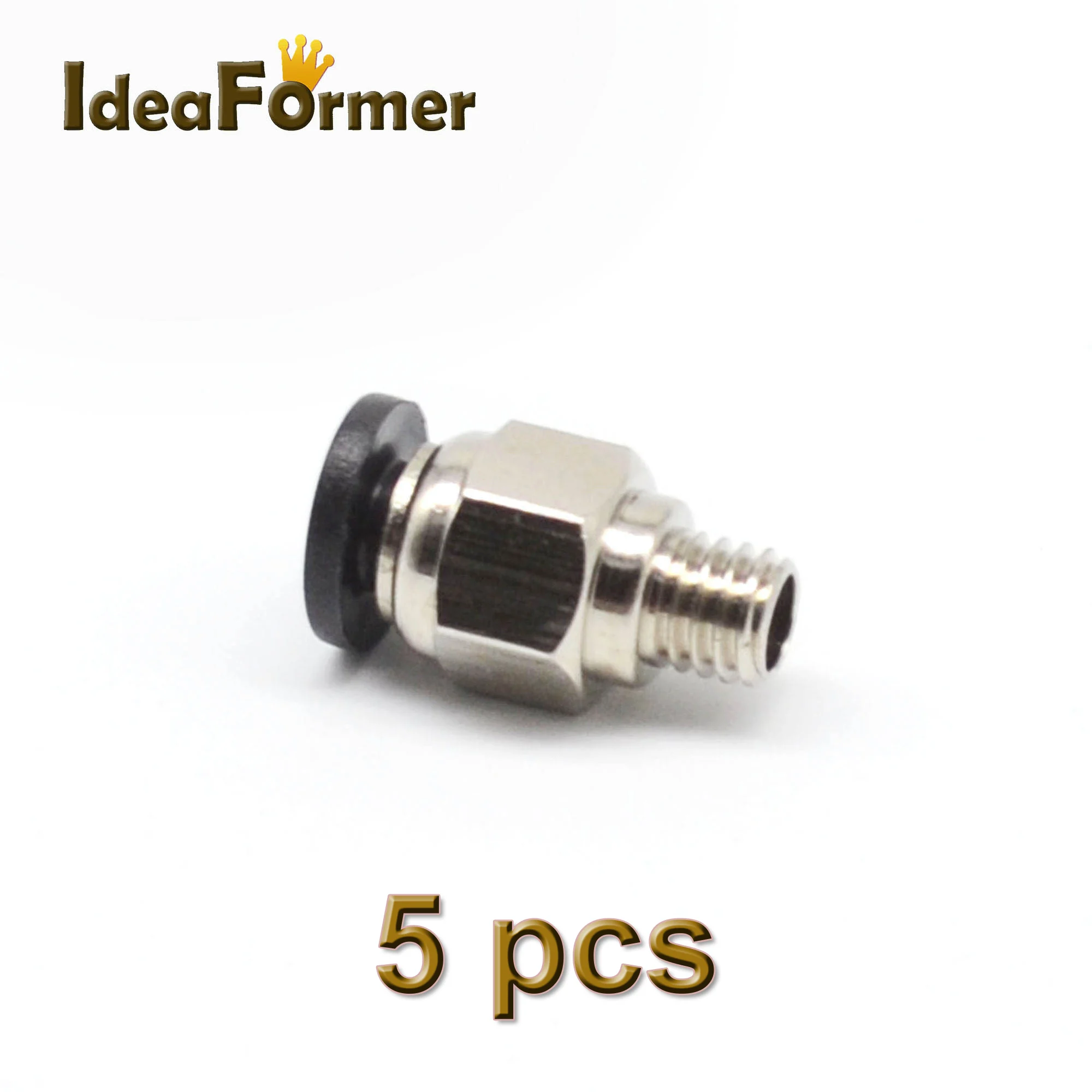 

5pcs 3D Printer Pneumatic Fittings PC4-M6 Bore 4mm For 4mm PTFE Tube Connector Coupler