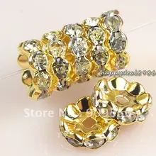 P58-8,! 8 мм золотистые круглые волнистые края класса А+ стразы бусины-разделители, высокое качество! 100 шт./лот