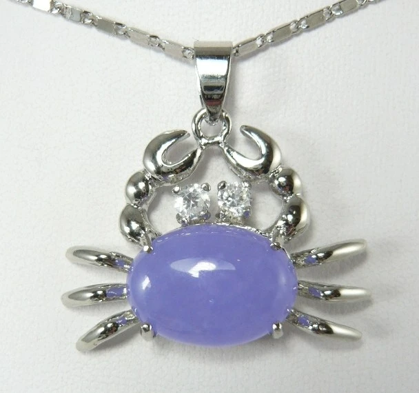 

cute jade pendant! silver plated 13*18mm purple jade crab shape pendant