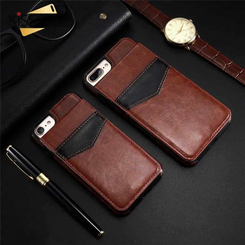 

KISSCASE PU Leather Retro Case For iPhone 7 6 6s 8 Plus X XS Max XR Vertical Flip Phone Cases For iPhone X XS Card Holder Cover