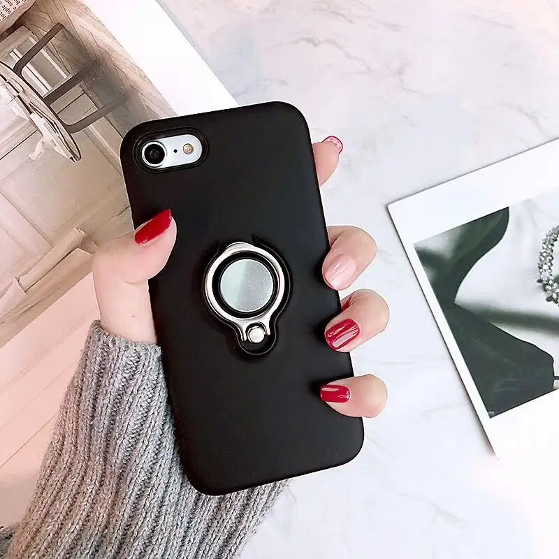 I X Silicone TPU Luxury Matte Marble Capinha Cover Cases For Iphone 6 S 6s 7 8 Plus X With Business Car Ring Holder Stand Cover (4)