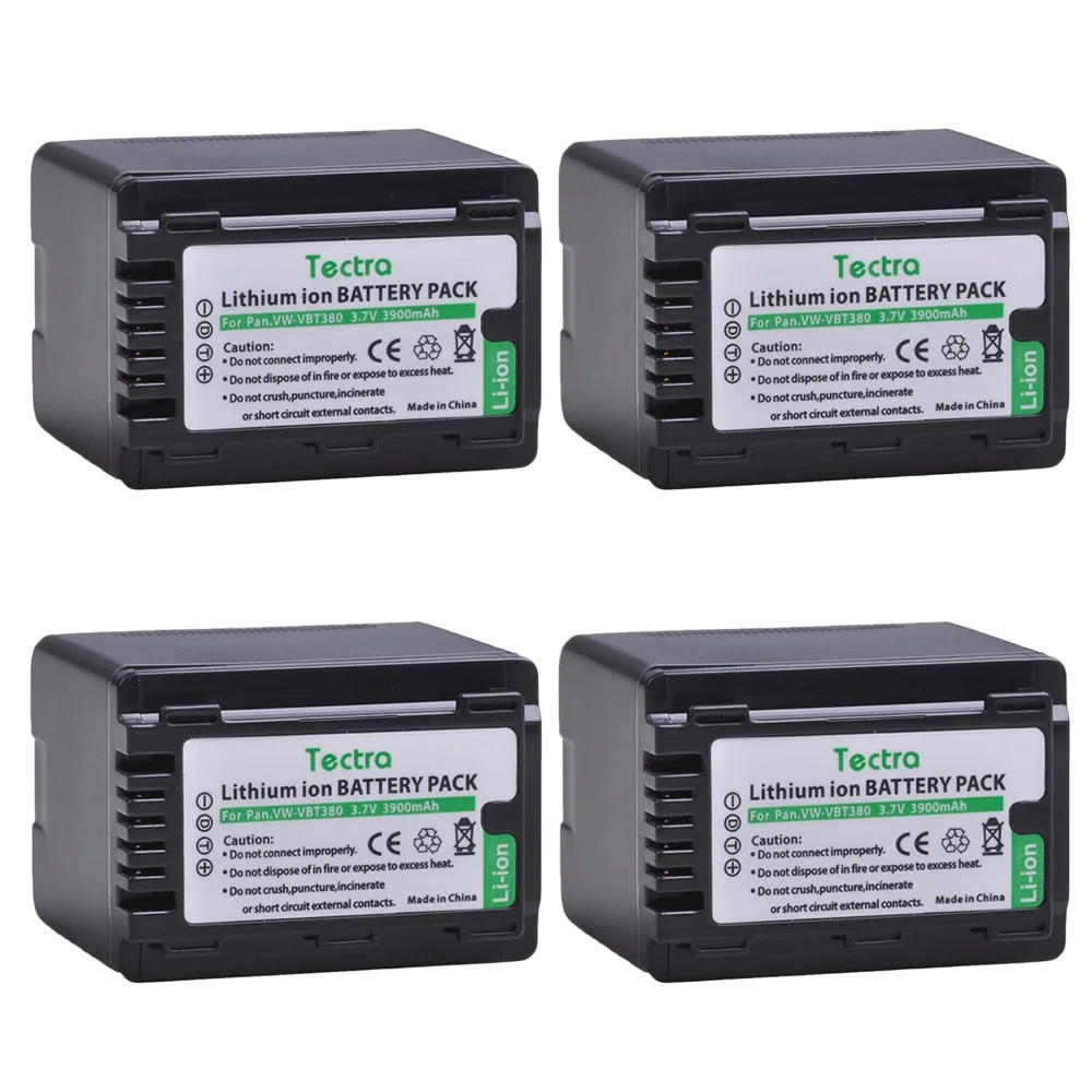 4 Pcs 3900 Mah Vw-Vbt380 Vbt380 Vw-Vbt190 Batteria Per Panasonic Hc-V110, Hc-V130, Hc-V160, Hc-V180, Hc-V201, Hc-V250, Hc-V260