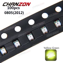 100 шт. 0805 SMD желтый и зеленый цвета LED чип 20ma dc 2 В светодиод лампы(2012) smt светодиодный чип Бусины поверхностного монтажа Технология