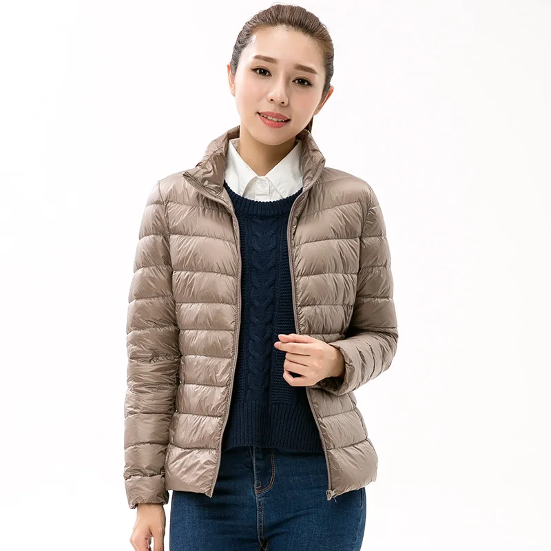 

2019 New Woman Stand Collar Slim Short Ultra Light Down Jackets Female Wear Coat Parkas Plus Size 5XL Parkas Mujer Invierno feme
