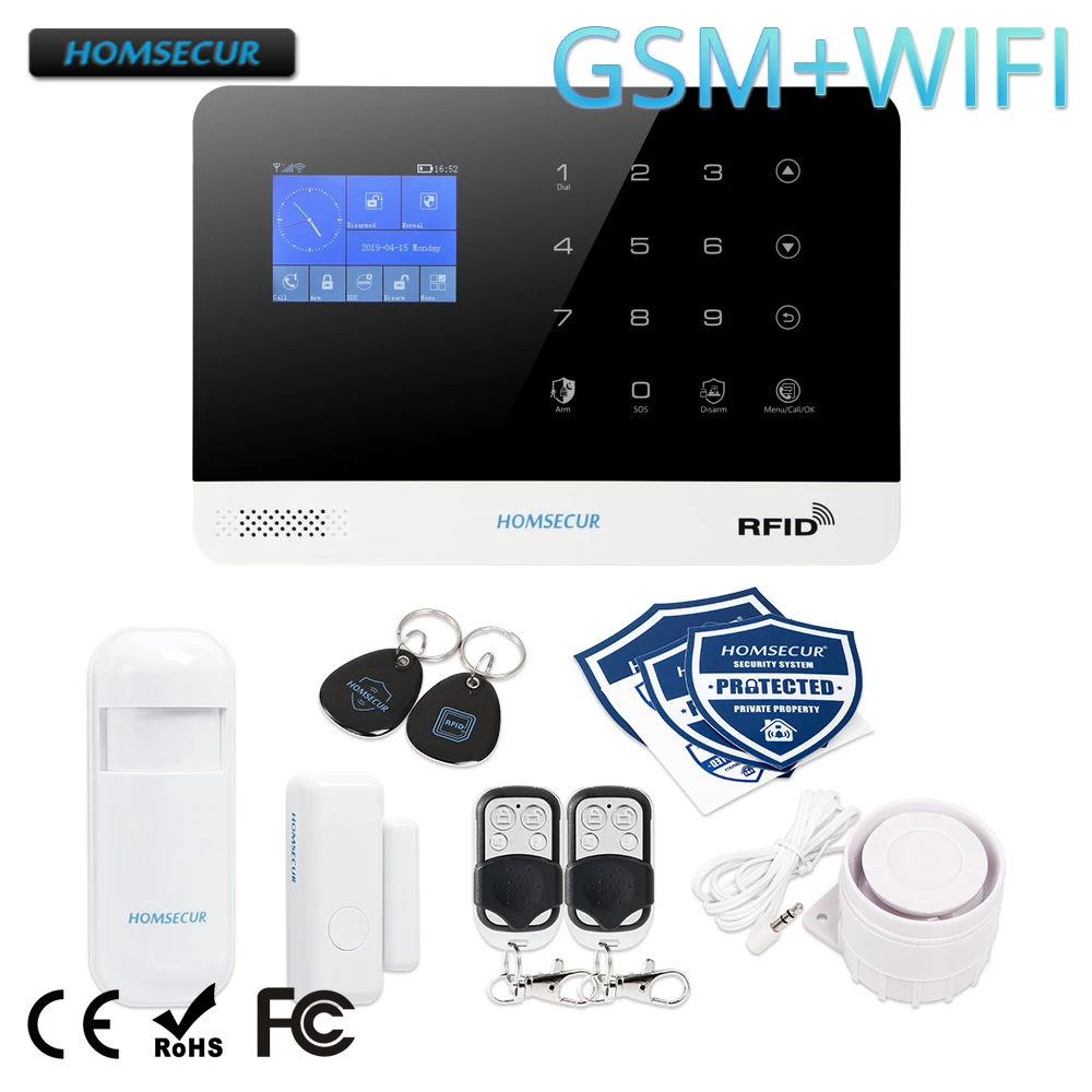 

HOMSECUR LA02 Wireless LCD 2G/GSM WIFI Home House Alarm System with IOS/Android APP (EN/DE/ES/RU/FR/PL/PT/IT Menu Adjustable)