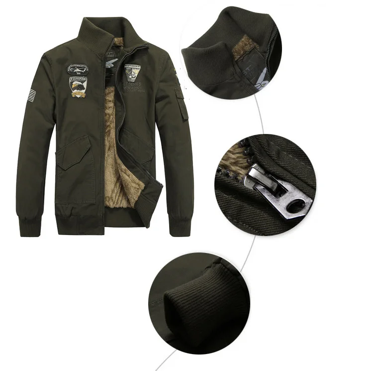 Теплая Флисовая зимняя куртка-бомбер мужская Повседневная ветровка шерстяная подкладка мужские куртки и пальто армейская Военная верхняя одежда куртки