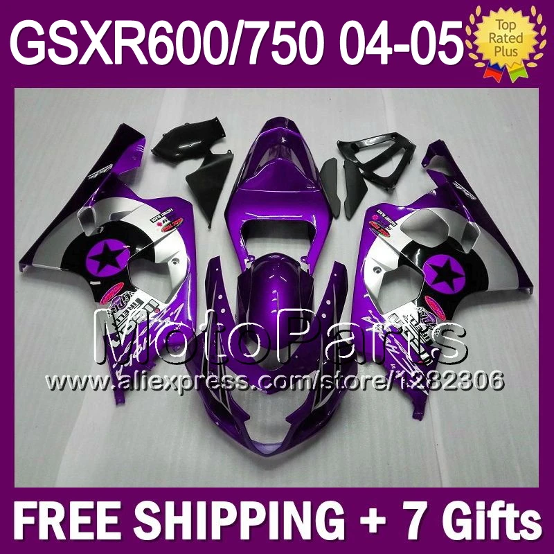7 подарок Для SUZUKI GSXR600 2004 2005 GSXR-600 Фиолетовый серебра 04-05 82T17 звезда GSX-R600 K4 GSX-R GSX R600 600