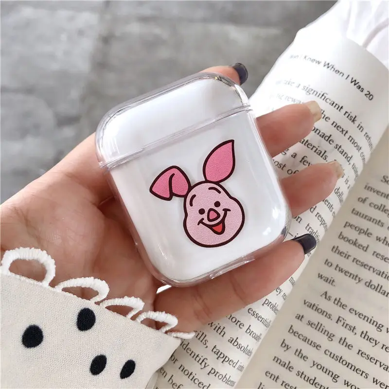 Cute Cartoon Bear Squirrel Clear Hard Case for Apple Airpods Headphone Cover Bluetooth Wireless Mickey Minnie Earphone Box Bags