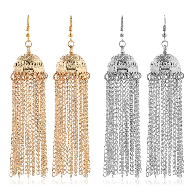 

Tassel Earrings Long Drop Chain Dangle Fashion Gold Silver Bohemia Boho Jewelry Vintage Luxury Pendant