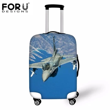 

FORUDESIGNS Travel On Road Aircraft Print Men's Luggage Protective Cover Elastic Thick Suitcase Cover for 18-30inch Trunk Case