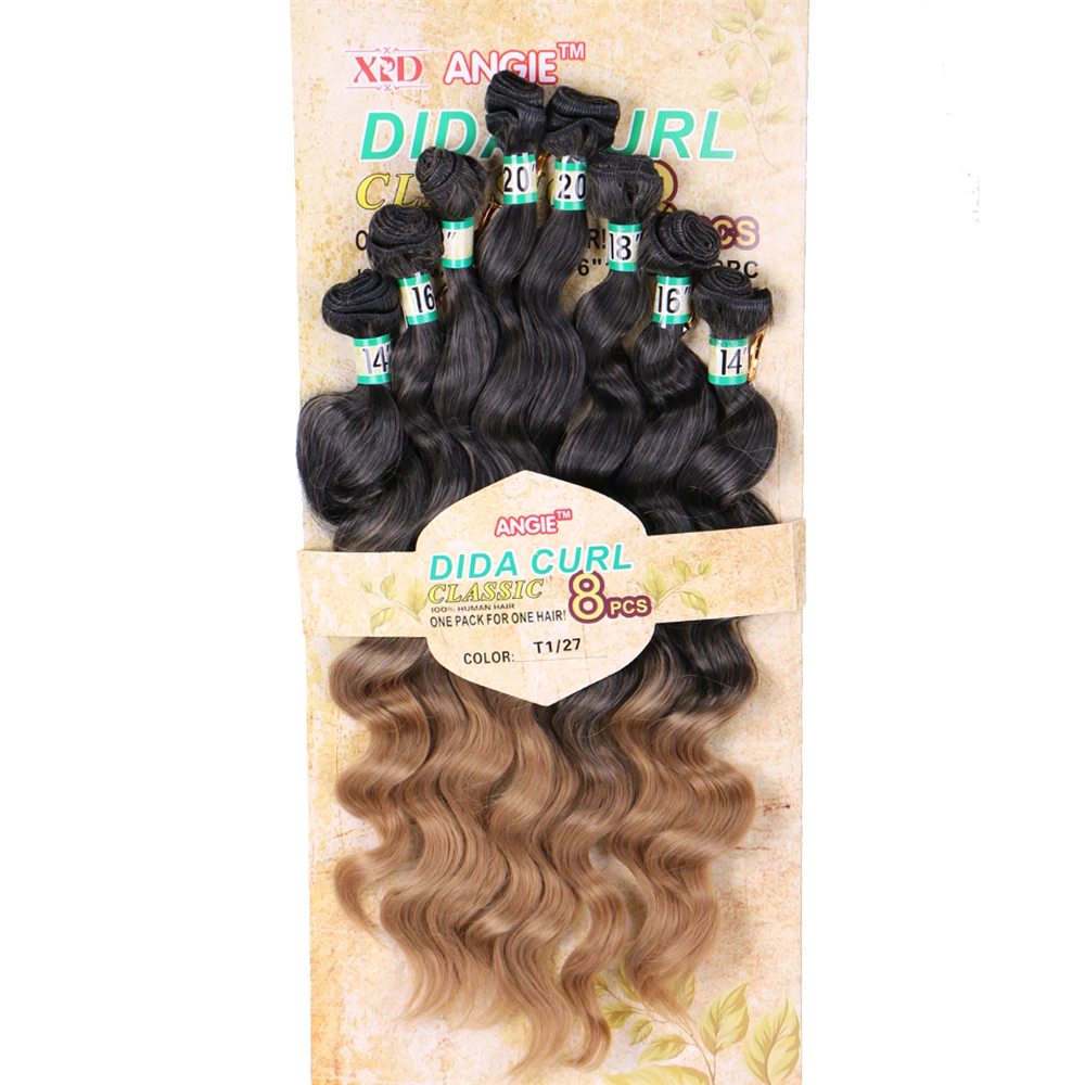 14 "16" 18 "20" Синтетический волнистые, вьющиеся волосы Weave Связки 8 шт./лот синтетические волосы для наращивания для женщин