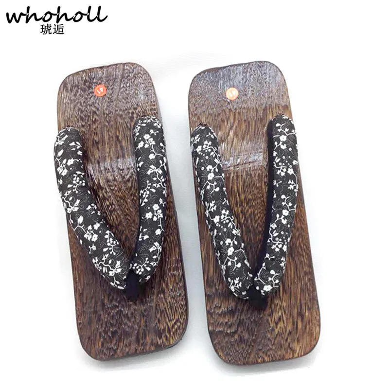 

WHOHOLL Geta Summer Sandals Man Flat Platform Sandals Cos Japanese Geta Clogs Shoes Kimono Large Men Wooden Slippers Slides