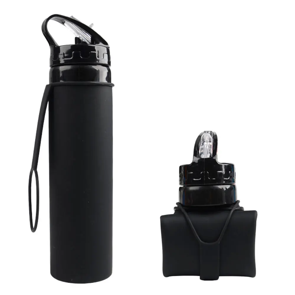 

600ML Flexible Silicone Folding Cup Sports Hiking Camping Portable Drink Water Bottles Kettles Supplies Outdoor Travel Cap