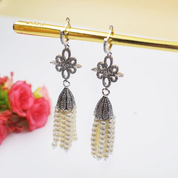 

one pair freshwater pearl white earring hook FPPJ wholesale beads 3-5mm unique style