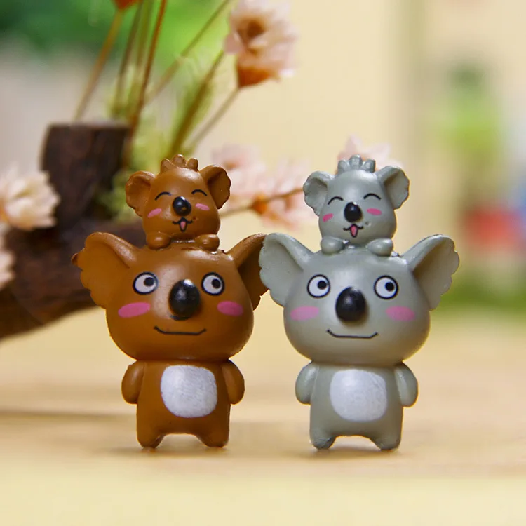 

2 pcs/set Cute Koala Action Figure Animiation Gauden Miniature Resin Craft Decoration Model Micro Landscape Kids Toy Gift