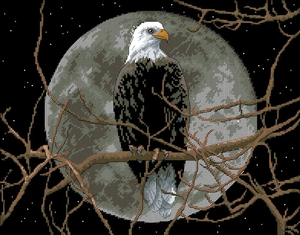 Набор для вышивки крестиком Eagle in Moonlight животное птица 18 карат 14 11 черная ткань