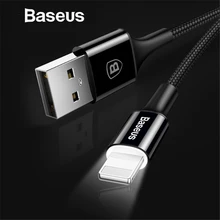 Baseus LED lighting Charger Cable For iPhone X 8 7 USB Cable For iPhone iPad Fast Charging Charger Cable Mobile Phone Data Cable