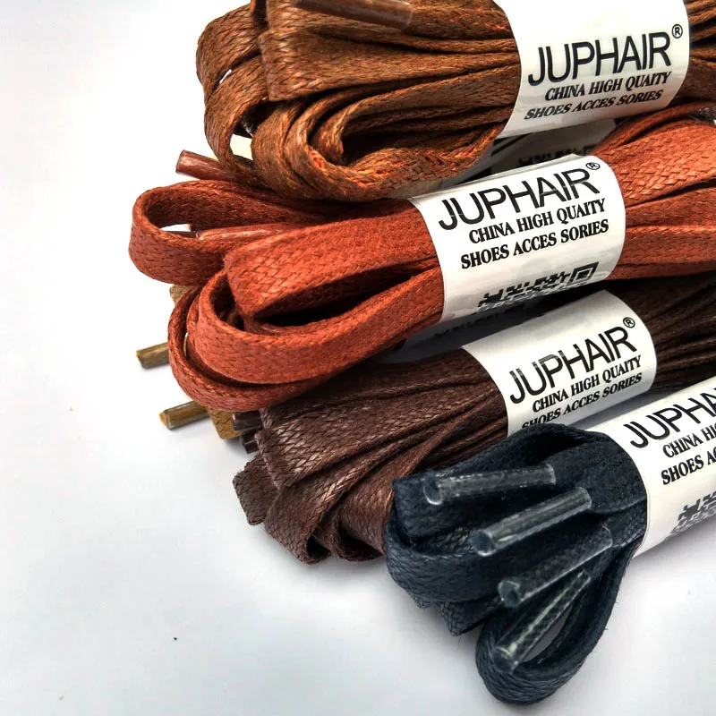 JUP 3 Pair Flat Waxed Colored Shoelaces Unisex  100% Cotton Flat Shoestring Leather Boot Laces Martin Boots Sneakers Shoes Laces