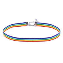 Ожерелье-чокер для мужчин и женщин, Радуга гордости, ЛГБТ, для геев и лесбиянок, кружевной чокер, лента, воротник с подвеской, ювелирные изделия, TCN702