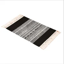 Марокканский хлопковый коврик с кисточками нескользящий коврик ручной работы черный белый коврик с принтом/коврик Моющийся для спальни кухня Прачечная Комната
