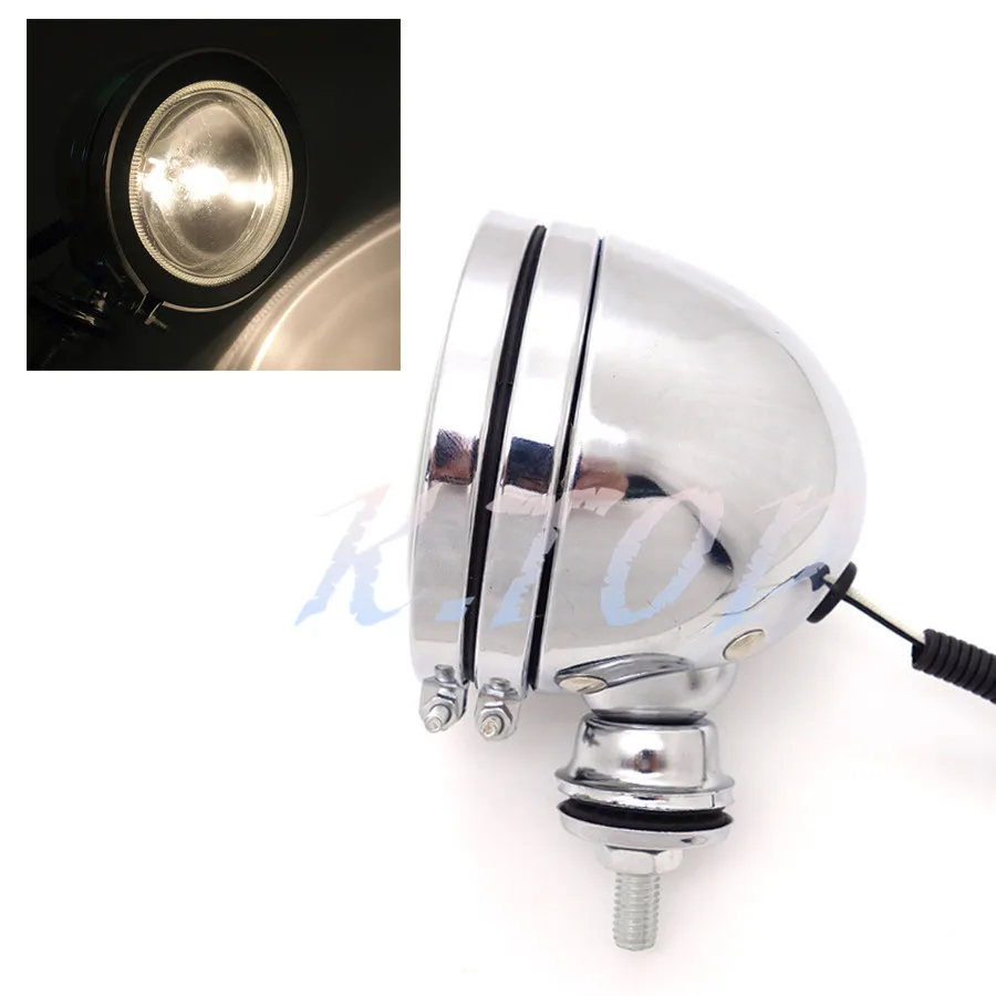 

Chrome Retro Motorcycle Spot Light Fog Light Passing Driving Head Light Cafe Racer Bobber Chopper Vintage