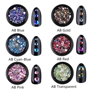 

1 Box Mix Colorful Acrylic Nail Art Glitter AB Rhinestone DIY 3D Crystal Nails Decorations Manicure Tools Accessories