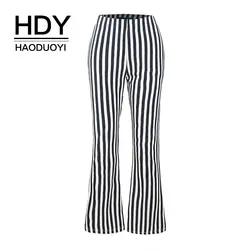 HDY Haoduoyi повседневное в полоску штаны с эластичной резинкой на талии Лидер продаж краткое Flare образец офисные женские туфли полной длин
