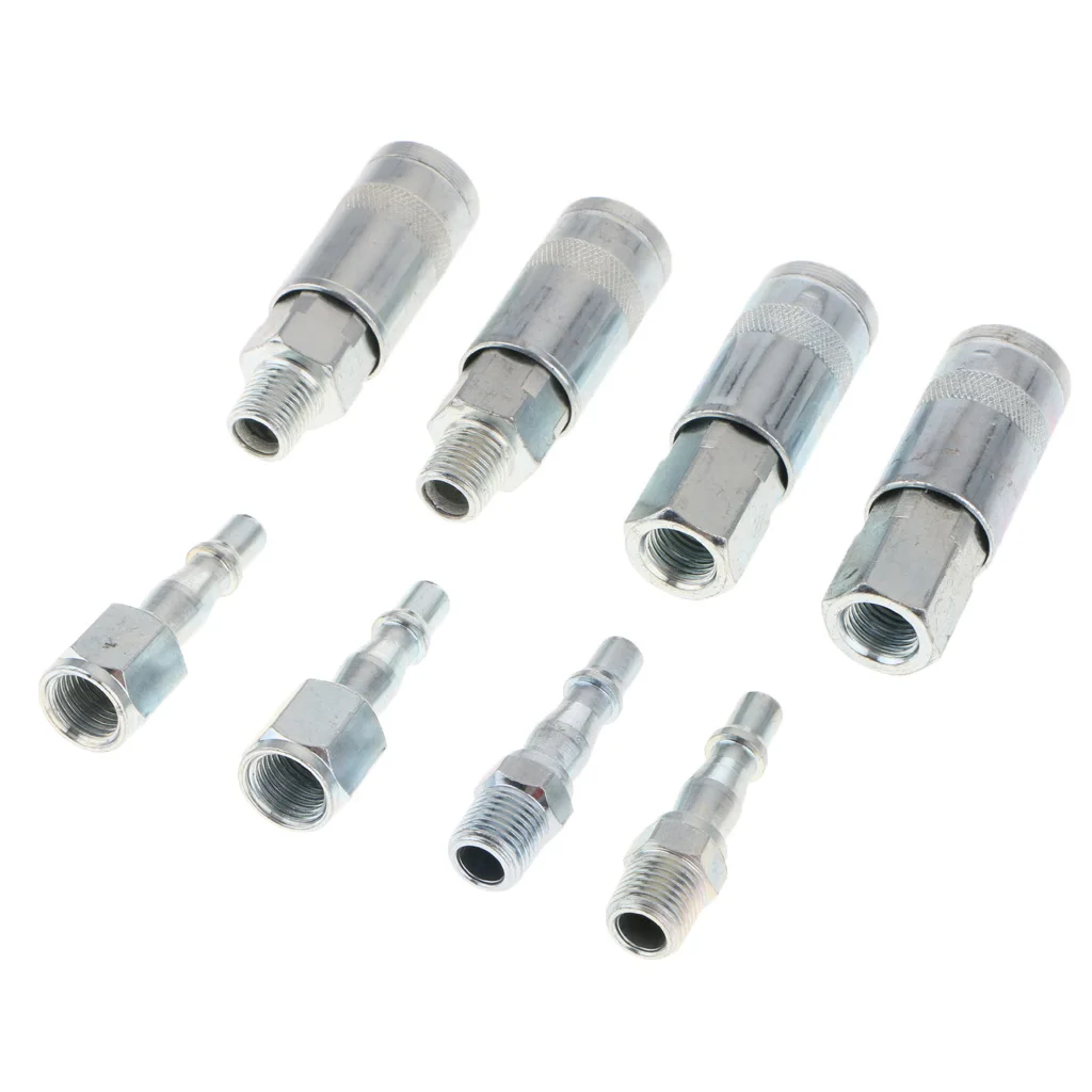 

8 Pieces Air Line Hose Compressor Fitting Connectors Quick Release 1/4'' BSP