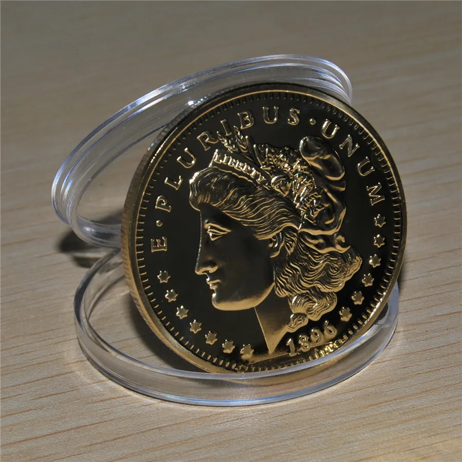 United States 1896 Gold Plated Morgan Souvenir Coin E Pluribus