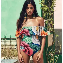 Для женщин s бразильский стиль сексуальные Для женщин Цельный купальник с открытыми плечами тело костюм для похудения печать купальный костюм плавленого купальники