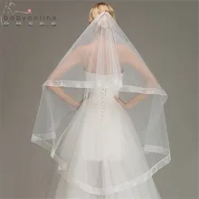 Veu de Noiva Однослойная Свадебная Фата С лентой И Криловый Короткий Свадебный Вуаль Без Гребня С Мягким Кисеею Из Микрофиброй