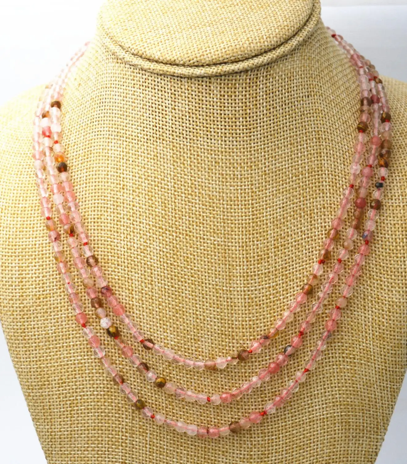 

New 3 rows 4mm faceted multicolor watermelon tourmaline Jewelry necklace