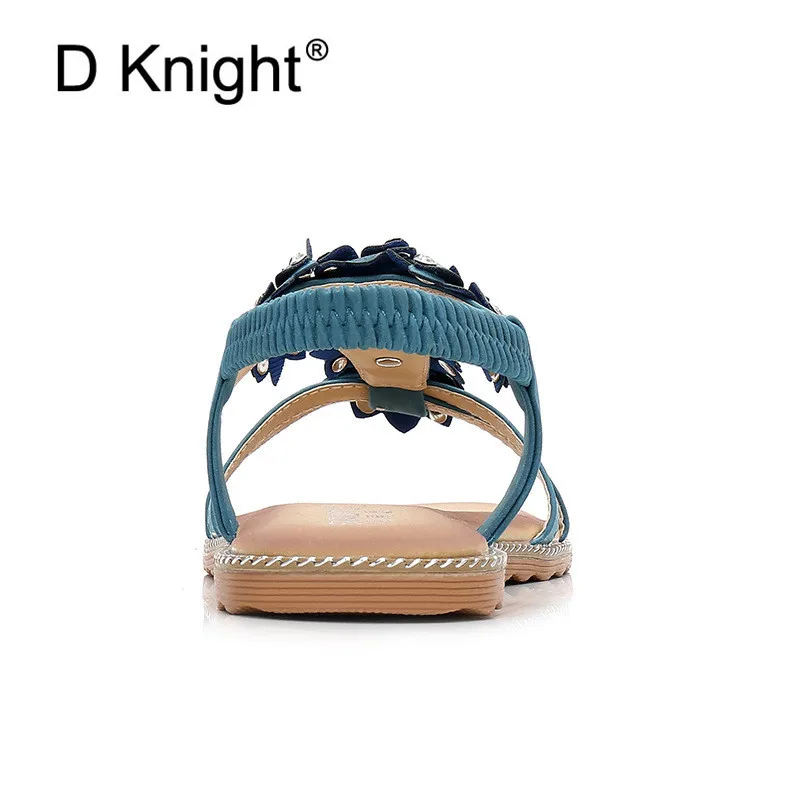 Big Size 35-43 Women Sandals Flat With Shoes Crystal Bohemia Leisure Lady Sandals Open Toe Outdoor Women's Summer Footwear Shoes (4)