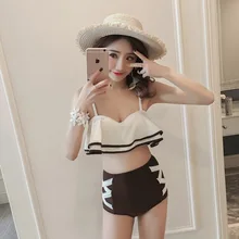 Завязки на шее высокая Талия бикини Для женщин купальный костюм с пуш-ап Для женщин купальные Трусики Бразильский треугольный купальник бикини для Для женщин