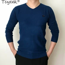 Tcyeek зимний свитер мужской нижний теплый пуловер с v-образным вырезом свитера Slim Fit Мужская одежда Повседневная топы Мужской пуловер 07LW879