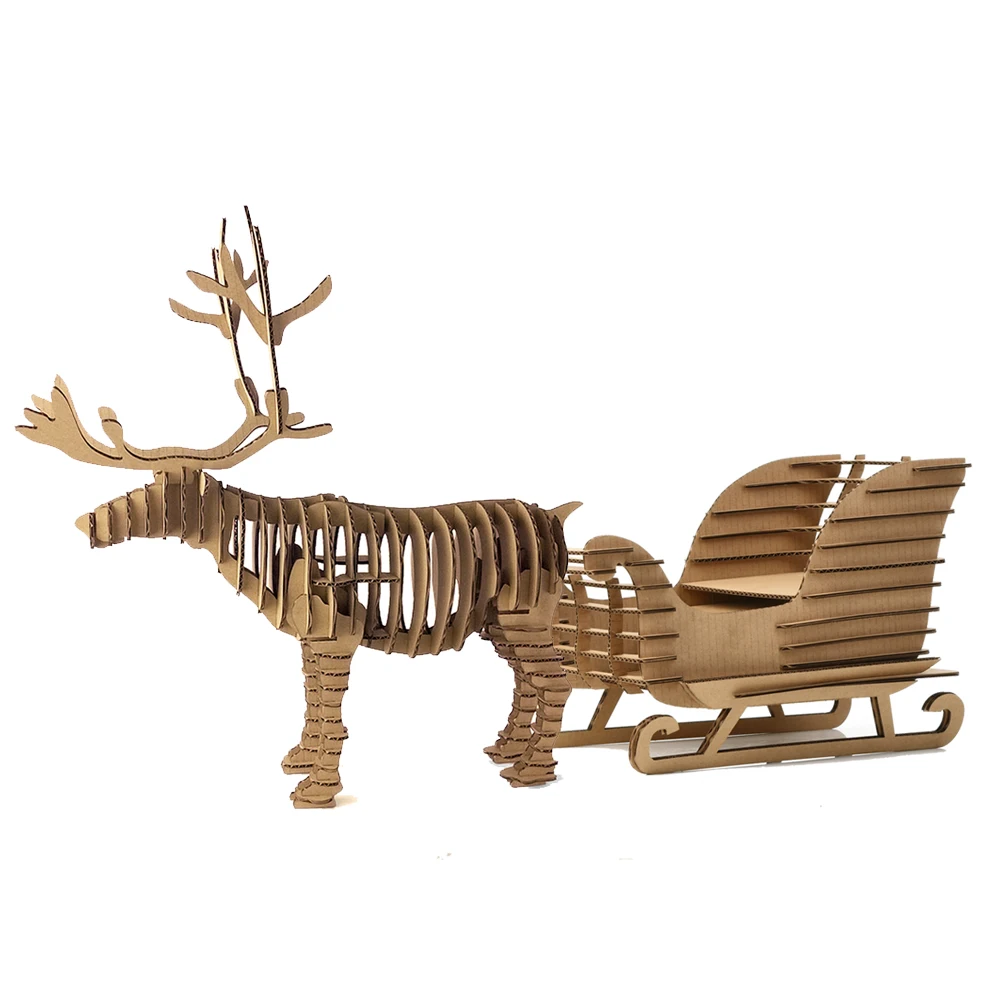 Décoration de noël Rennes Traîneau Jouets pour Enfants DIY 3D Puzzle Cerfs Traîneau Modèle Neige