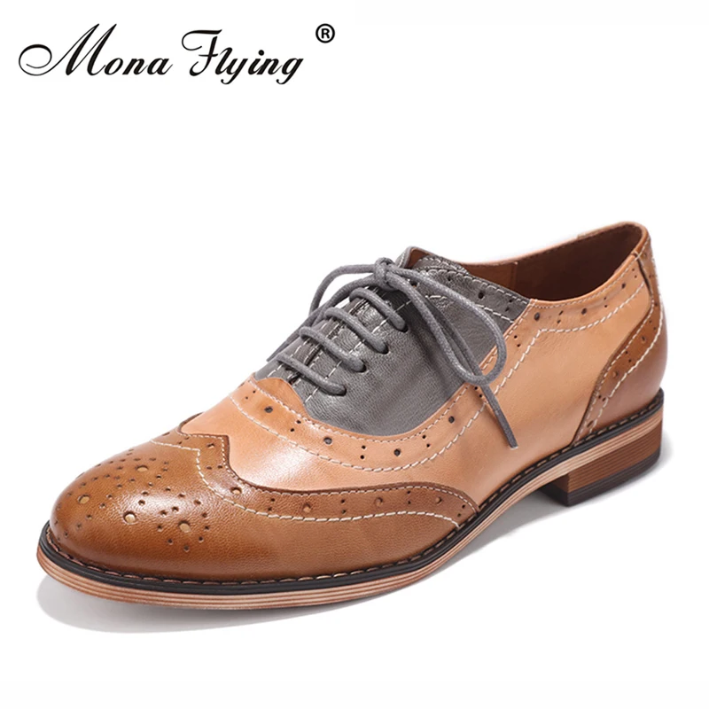 

Women Flats Oxfords Shoes 2018 New Brogue Genuine Leather Shoes Women Lace-up Casual Brogue Shoes for Women Handmade Shoes