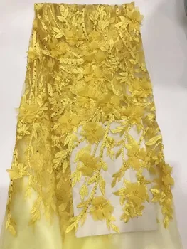 

High Quality Embroidery Tulle Fabric with beads 3d flower L-81116 French Tulle Lace Fabric
