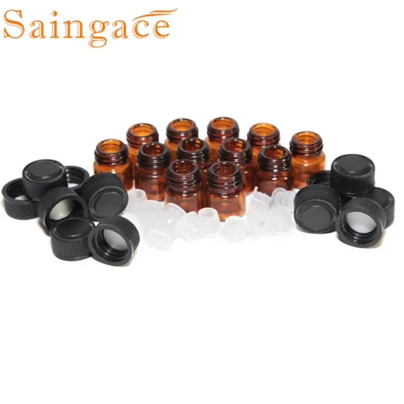 

Saingace organizer Storage Bottles 12pc 1 ml Amber Essential Oil Bottle with Orifice Reducer and cap U6720 DROP SHIP RU2
