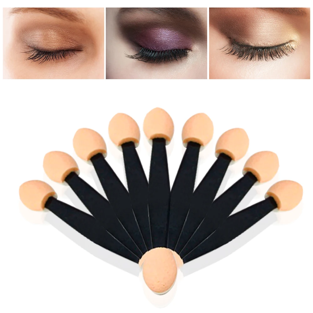 

Double Ended Eyeshadow Applicator 10Pcs Sponge Head Eye Shadow Brushes Portable Lip Nail Mirror Powder Brush Make Up Tool