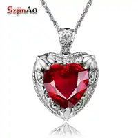 Szjinao Fashion Hearts Shape 925 Silver Pendant Queen Ancient Roman Vintage Ruby Personality Charms Pendant Wholesale