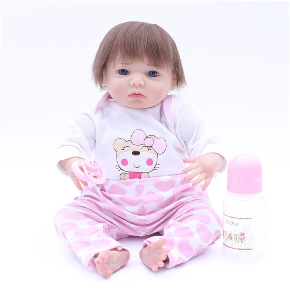 SanyDoll 16 дюймов см 43 см Силиконовые baby reborn куклы, кукла reborn прекрасный розовый костюм куклы праздничные подарки