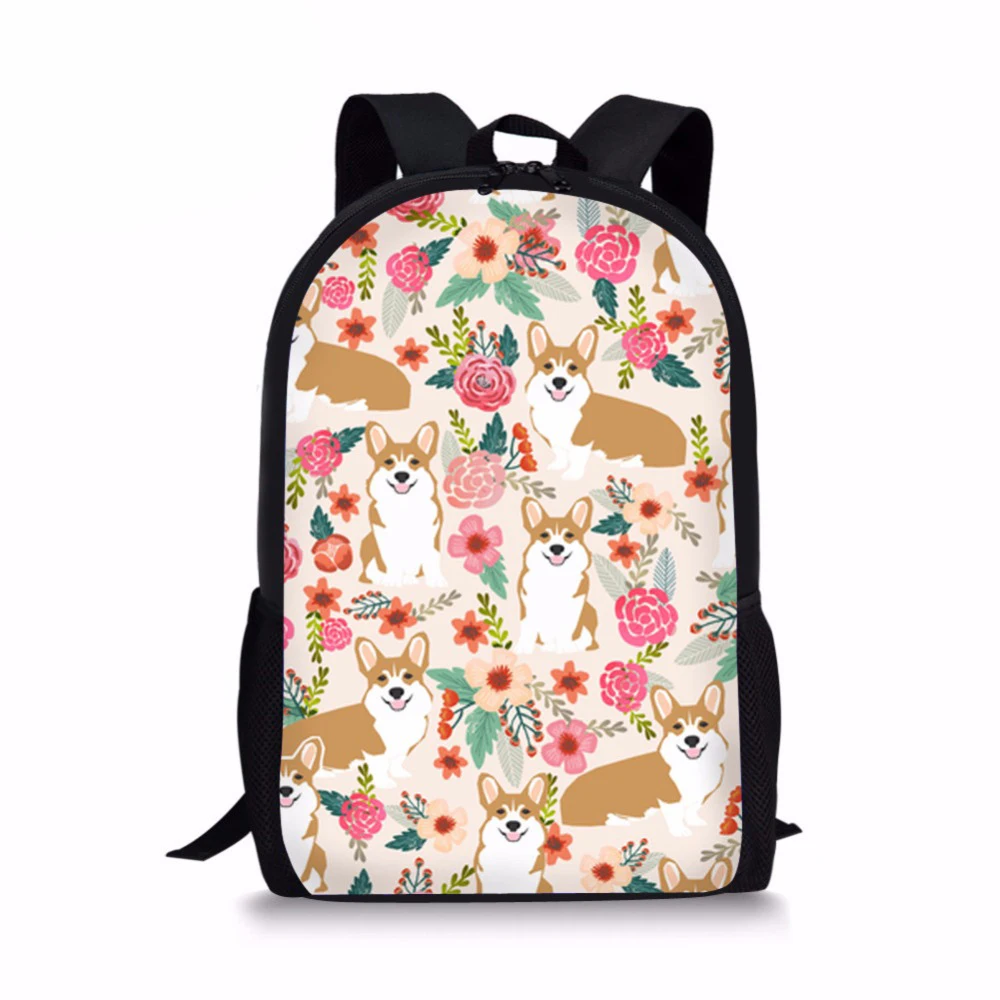 

Customized School Bags for Kids Girls Corgi Printing Shoulder Bagpack Children Large Bookbag Student Teenagers Kawaii Schoolbag