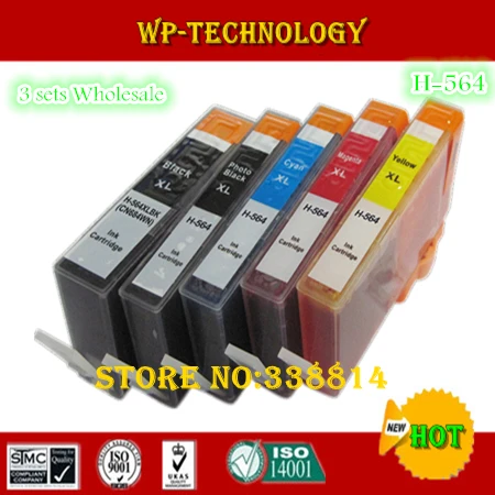 15pk совместимый костюм картридж для HP 564, костюм для HP D5445 D5460 D5463 C6375 B8550 c6324 и т. д., с чипом XL, 5 цветов