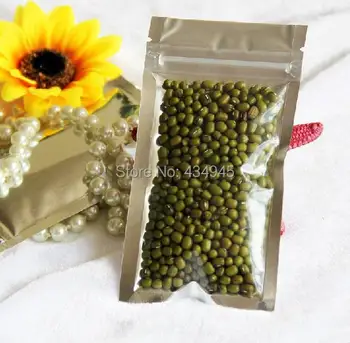 

Free Shipping 200pcs/lot 7cm*13cm*160mic High Quality Half Clear + VMPET Zip Lock Bag Tea Packaging Bags Small Gift Bags