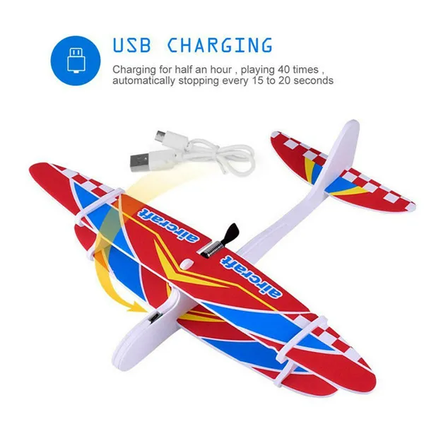 DIY Biplane планер пена питание самолет полета перезаряжаемые электрическая модель игрушка летающий самолет случайный цвет