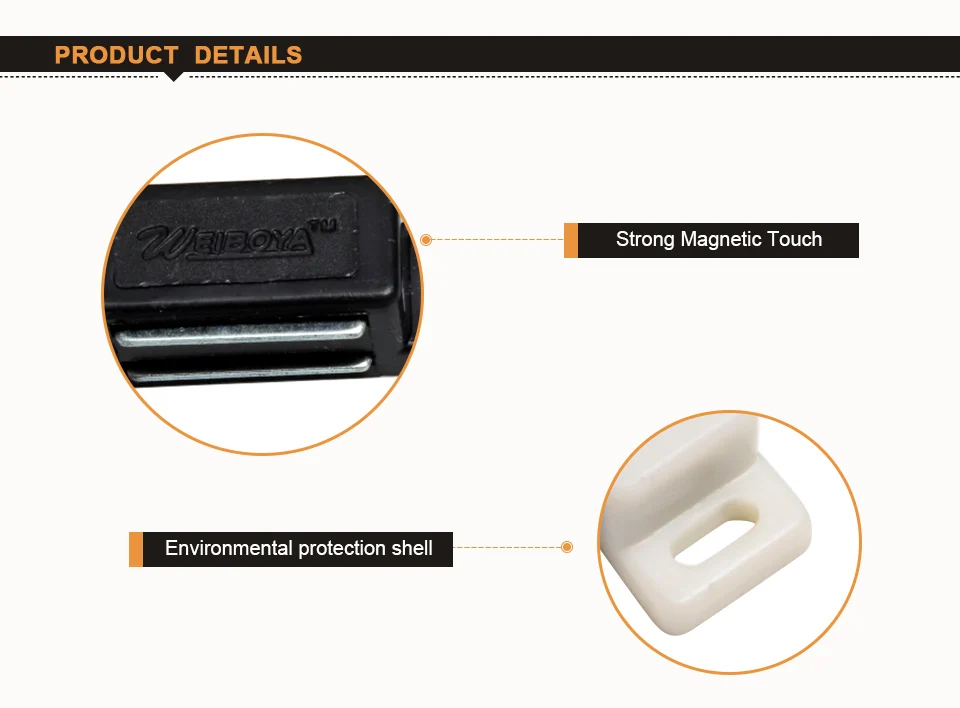 2 шт. Магнитные защелки двери 46x15x14 мм Дверь шкафа ловит Черный Белый Коричневый цвет магнит ловить ближе для дверей шкафа
